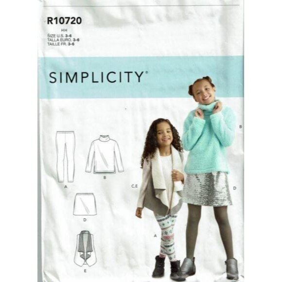 Simplicity Sewing Pattern S8807 R10720 Girls Vest Skirt Leggings Size 3-6 - Picture 7 of 7
